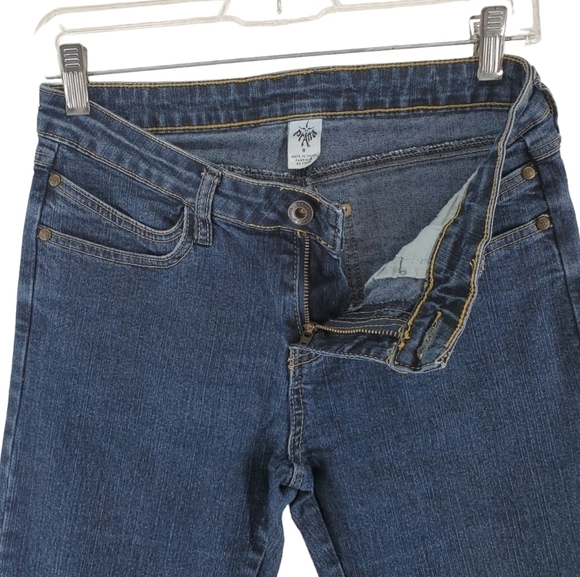 Prana Jeans Womens 8 Blue Bootcut Dark Blue Stretch Embroidered 27x32.5 - Picture 6 of 13